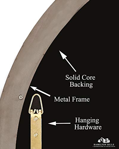 Hamilton Hills 24" Polished Silver Circle Deep Set Metal Round Frame Mirror Glass Panel Silver Framed Rounded Circle Deep Set Design (24" Round)