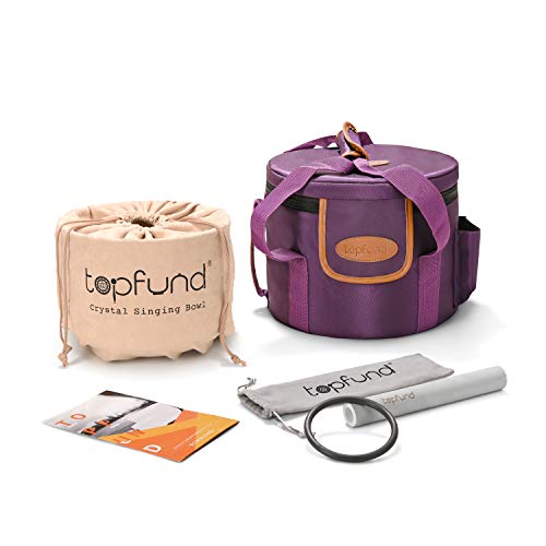 TOPFUND Red C Note Crystal Singing Bowl Root Chakra 14 inch with Crystal Singing Bowl Mallet and O-ring