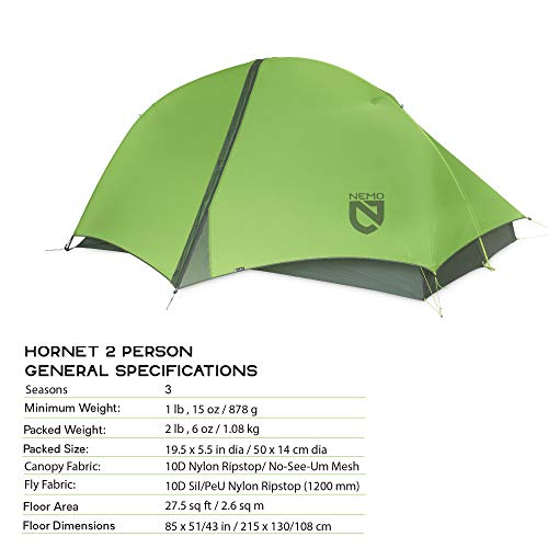 Nemo Hornet Ultralight Backpacking Tent, 2 Person
