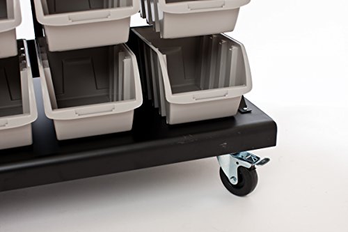 TRINITY Dual-Sided Mobile, Black Rolling Bin Rack