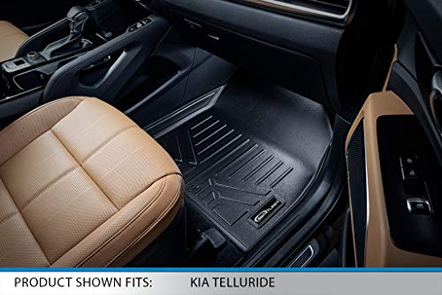 SMARTLINER Custom Floor Mats 3 Rows and Cargo Liner Behind 3rd Row Set Black for 2020 Kia Telluride with 2nd Row Bench Seat