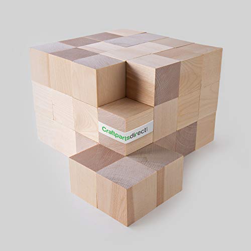 1.5 inch Wood Blocks | Natural Unfinished Craft Wooden Cubes -by CraftpartsDirect.com | Bag of 500