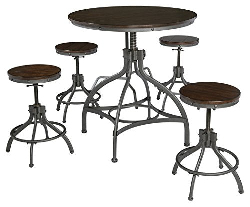 Ashley Furniture Signature Design - Odium Counter Height Dining Room Table and Bar Stools (Set of 5) - Brown