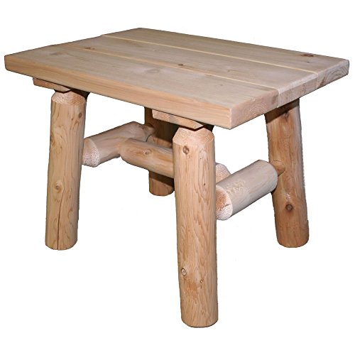 Lakeland Mills Cedar Log Patio Lounge Chair (Set of 2) with End Table
