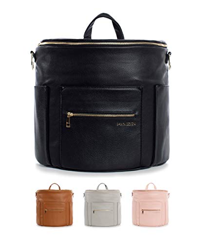 Fawn Design Premium Vegan Leather Diaper Bag and Backpack (Black 2.0)