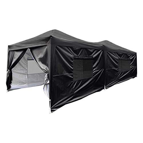 Quictent Privacy 10x20 ft EZ Pop Up Canopy Tent Party Tent Outdoor Event Gazebo with Sidewalls 100% Waterproof-6 Colors (Black)