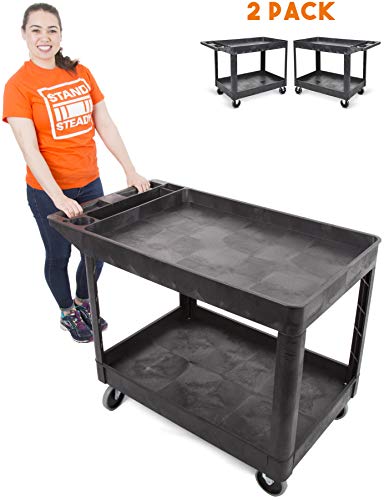 2Pack Original Extra Large Shelf Utility Cart - Heavy Duty And Huge – Each Cart Supports up to 500 LBS – Deep Shelves