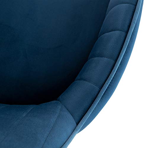 GOLDEN BEACH 2Pc Elegant Velvet Dinning Modern Leisure Upholstered Chair w/ Gold Plating Legs (Navy Blue)