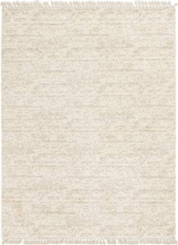 Unique Loom Hygge Shag Collection Solid Plush Cozy Ivory Area Rug (9' 0 x 12' 0)