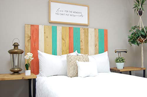 Summer Mix Headboard Twin Size, Hanger Style, Handcrafted. Mounts on Wall. Easy Installation