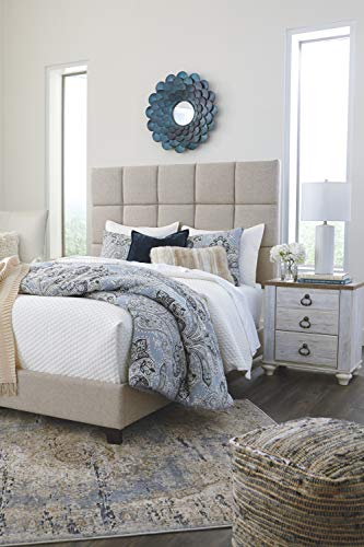 Ashley Furniture Signature Design - Dolante Upholstered Bed - King Size - Complete Bed Set in a Box - Contemporary Style - Tan