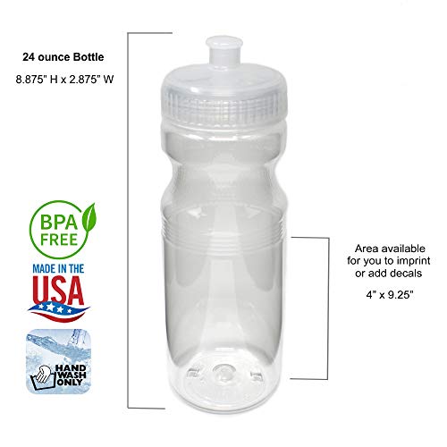 Rolling Sands BPA-Free 24 Ounce Clear Water Bottles, Bulk 100 Pack, Made in USA
