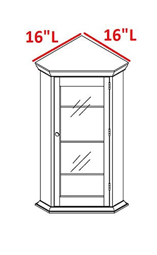 Kings Brand Furniture - Corner Curio Storage Cabinet with Glass Door, Black Finish