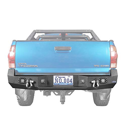 Discovery Rear Bumper Off Road Rear Step Bumper Guard w/2 ×18W LED Floodlights for 2005-2015 2nd Gen Toyota Tacoma (not fit for 3rd Gen Tacoma)
