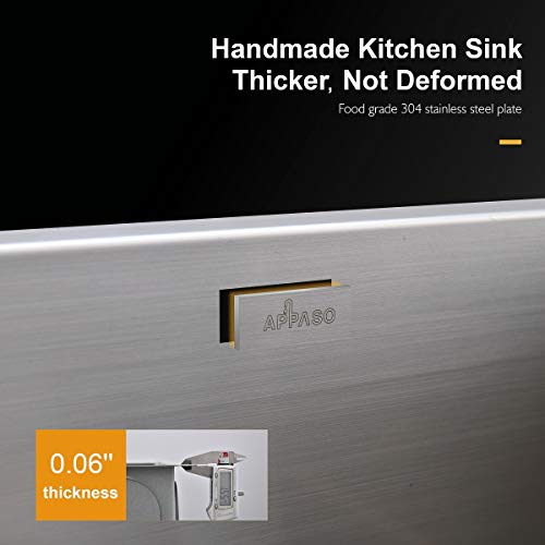 APPASO 32-Inch Single Bowl Kitchen Sink Undermount, 16-Gauge Stainless Steel 10-Inch Deep Commercial Handmade Large Drop-in Kitchen Sink, HS3219