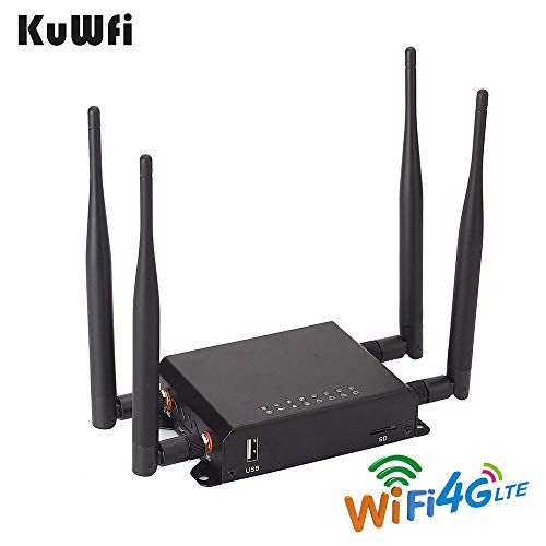 KuWFi 300Mbps 3G 4G LTE Car WiFi Wireless Router Extender Strong Signal Cat6 WiFi Routers with USB Port SIM Card Slot with External Antenna for Europe Middle East Not for USA
