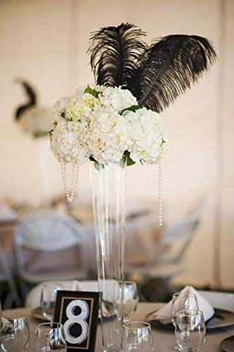 LanShi Natural 16-18 inch(40-45cm) Ostrich Feathers Plume for Wedding Centerpieces Home Decoration Black 50Pcs