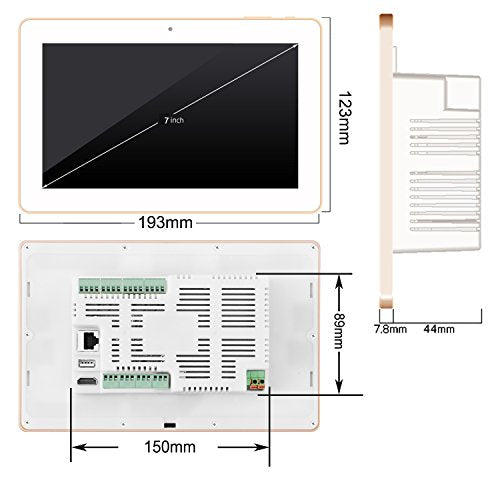 HELMER in Wall Bluetooth Amplifier with WiFi, Multi-Room Android Stereo Audio System with 7 Ineches HD Touch Screen Video Player, Black, U6