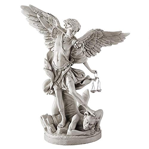 Design Toscano St. Michael the Archangel Religious Statue, Garden, 49 Inch, Polyresin, Antique Stone