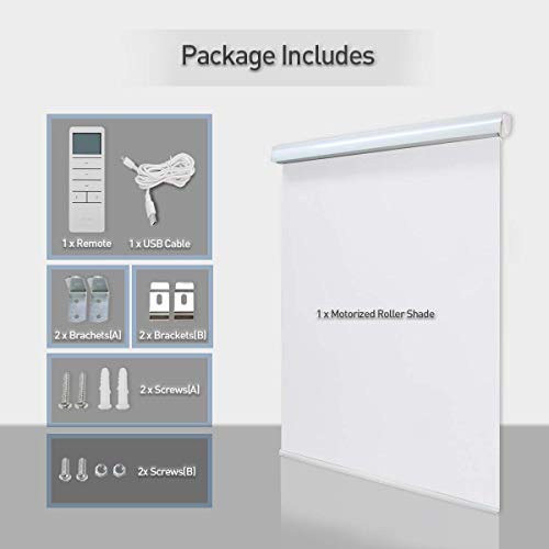 Motorized Shades Motorized Blackout Shades Roller Shades Blackout Blinds for Smart Home and Office 52x72, White