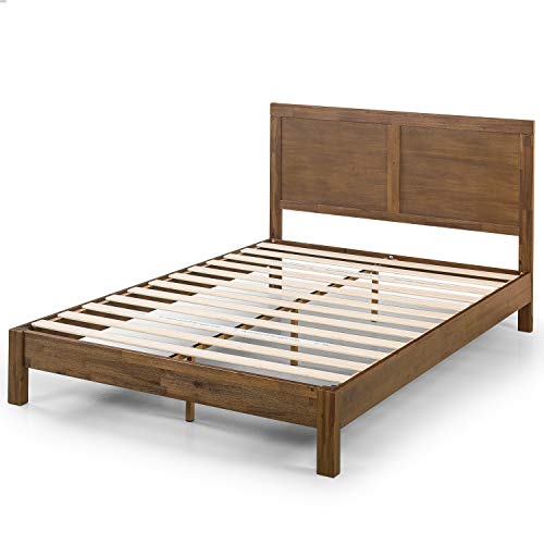 Zinus 12 Inch Acacia Wood Platform Bed with Headboard / No Boxspring Needed / Wood slat, Queen