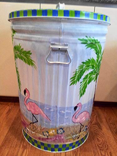 20 Gallon Hand Painted Galvanized Trash Can