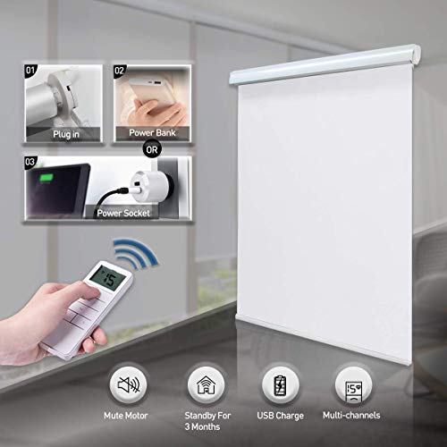 Motorized Shades Motorized Blackout Shades Roller Shades Blackout Blinds for Smart Home and Office 52x72, White