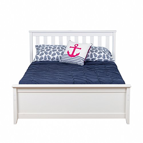 Max & Lily Solid Wood Full-Size Bed with Trundle Bed, White