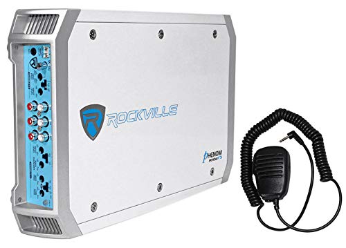 (4) Rockville RKL65MBW 6.5" 700 Watt Marine Boat LED Speakers+Amplifier+Amp Kit