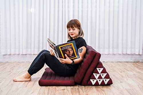 Leewadee 3-Fold Mat XXL with Triangle Cushion – Firm TV Pillow, Foldable Mattress with Cushion Made of Eco-Friendly Kapok, 67 x 31 inches, red