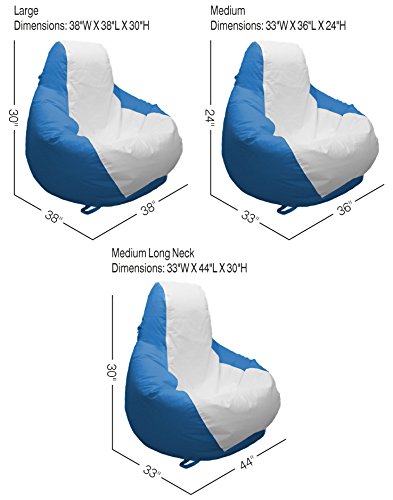 JoyBean Outdoor Bean Bag Chair Water Resistant Marine Vinyl Large, White/Oceanblue