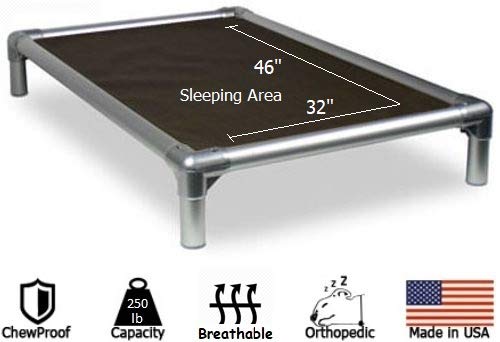 Kuranda All-Aluminum (Silver) Chewproof Dog Bed - XXL (50x36) - Vinyl Weave - Sierra