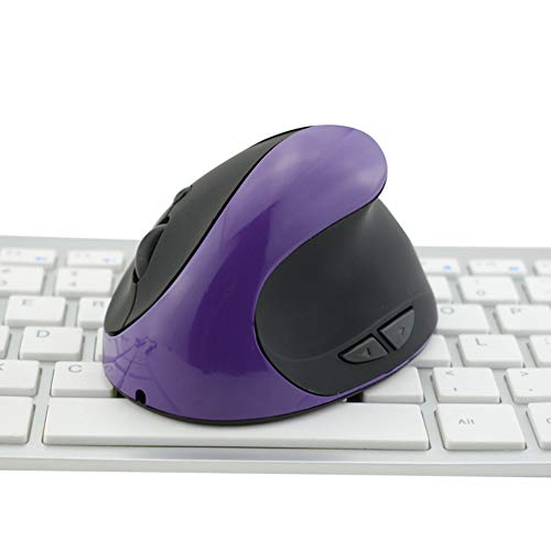 2.4G Wireless/Wired Mouse, Ergonomic Rechargeable 6 Keys Optical Vertical Cordless Mouse Mice with USB Receiver Purple Wired
