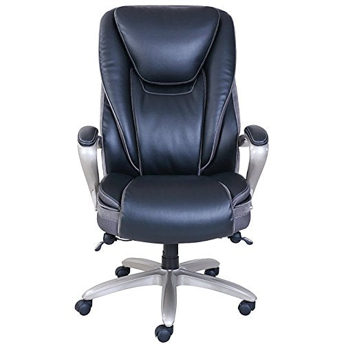 Serta Smart Layers Hensley Bonded Leather Big & Tall High-Back Chair, Black/Silver