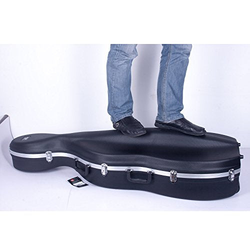 Crossrock CRA862CEFBL 4/4 and 3/4 Size ABS Molded Cello Case with Wheels in Blue