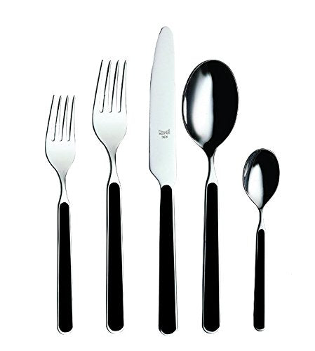 Mepra Fantasia 20 Pcs Flatware Set – Black Finish Handles Dishwasher Safe Cutlery