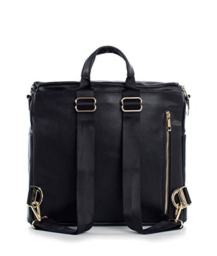 Fawn Design Premium Vegan Leather Diaper Bag and Backpack (Black 2.0)