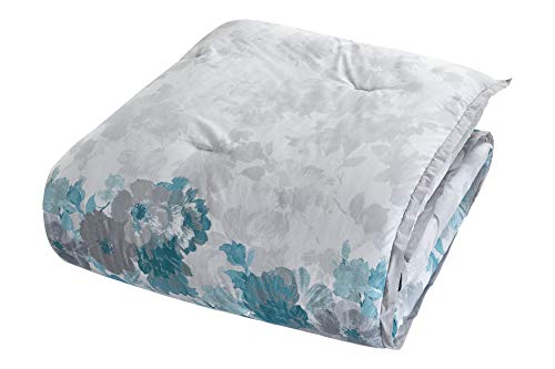 Lanwood Claire Cotton 10-Piece Comforter Set, Queen, Teal Floral