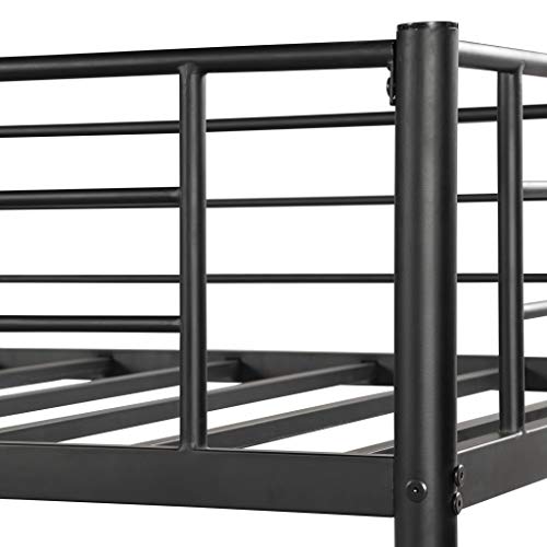 Metal Twin Over Twin Bunk Beds with Trundle Bed Twin Bunk Beds for Kids No Box Spring Required (Black (Twin Bunk with Trundle))