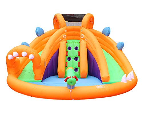 BESTPARTY Dinosaur Inflatable Water-Slide Bounce House Inflatable Jumper Bouncy House with Blower