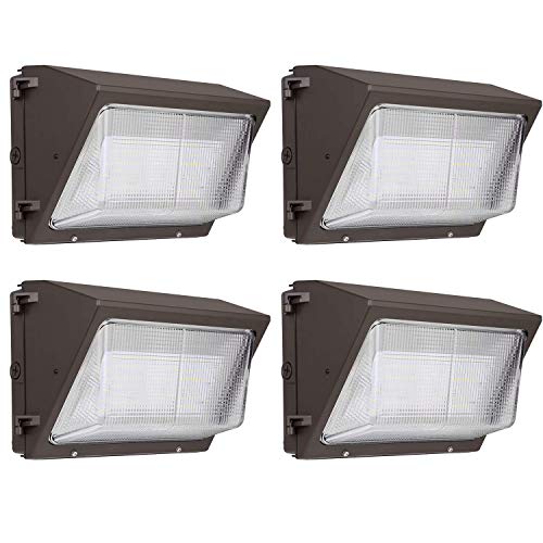 Hykolity High Output LED Wall Pack Outdoor Commercial Area Security Light 0-10V Dimmable 5000K Daylight DLC Complied 4 Pack
