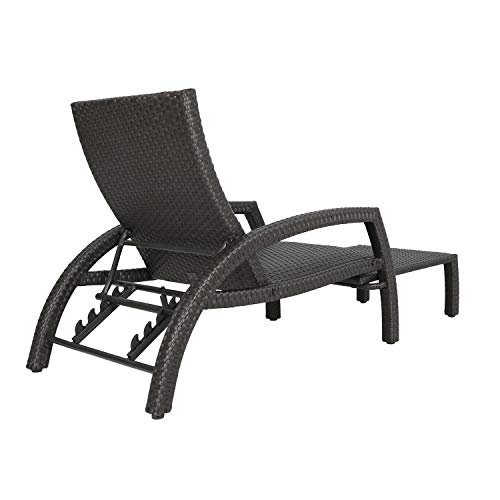 Ulax Furniture Outdoor Wicker Convertible Chaise Lounge Patio Woven Padded 2-Pack Aluminum Lounger Adjustable Chair with Quick Dry Foam and Sunbrella Pillow