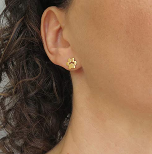 14k Gold Paw Print Earrings