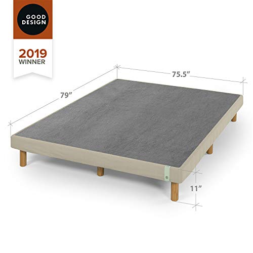 Zinus 11 Inch Quick Snap Standing Mattress Foundation/Low profile Platform Bed/No Box Spring needed, Beige, King