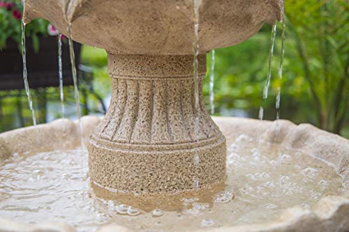 Kenroy Home Classic Outdoor Solar Floor Fountain ,44 Inch Height, 22 Inch Width, 22 Inch Ext. with Sandstone Finish