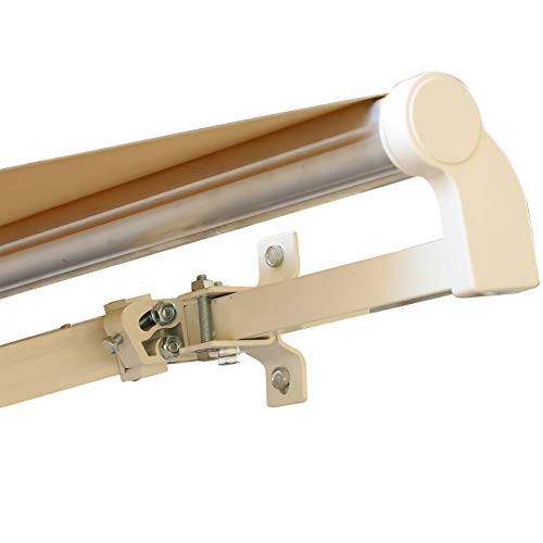 Outsunny 12' x 10' Outdoor Patio Manual Retractable Exterior Window Awning with Adjustable & Versatile Design, Beige