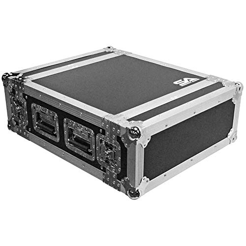 Seismic Audio - SATAC4U - Heavy Duty 4 Space ATA Rack Case - 4U PA DJ Amplifier Flight Road Case - Pro Audio DJ Rack