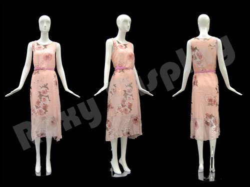 (MD-XD01W) ROXYDISPLAY Glossy White Fiberglass Abstract Female Mannequin, standing pose