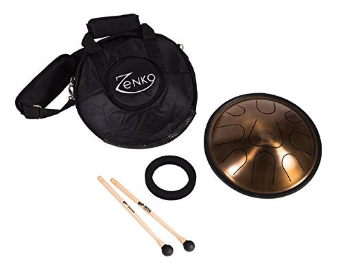 ZENKO AKEBONO - Steel Tongue Drum - 9 tones - Intuitive musical instrument - Deluxe gig bag, support and mallets included