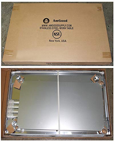 AmGood Stainless Steel Work Table Undershelf | Kitchen Island Food Prep | Laundry Garage Utility Bench | NSF Certified (60" Long x 18" Deep)